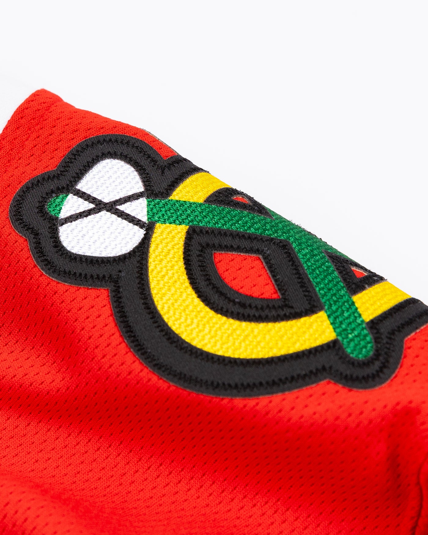 red Fanatics Chicago Blackhawks hockey jersey with stitched Connor Murphy name and number - alt shoulder detail lay flat