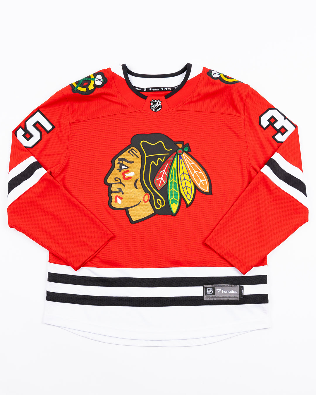 Fanatics red home Chicago Blackhawks jersey with Tony Esposito name and number pro stitched - front lay flat