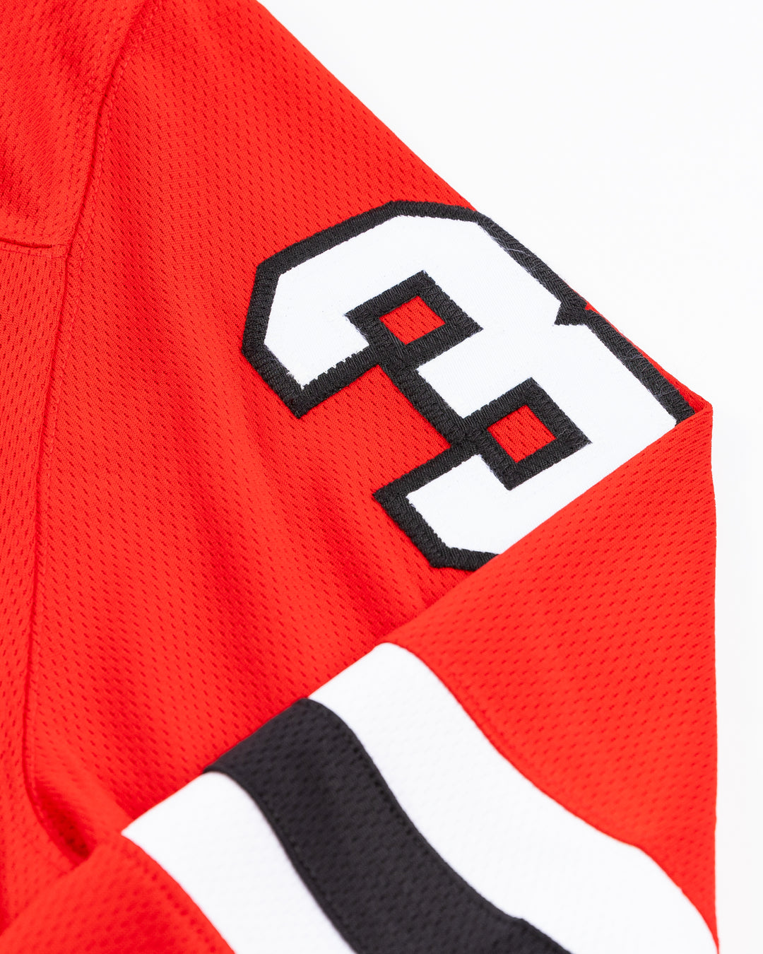 Fanatics red home Chicago Blackhawks jersey with Tony Esposito name and number pro stitched - shoulder number detail lay flat