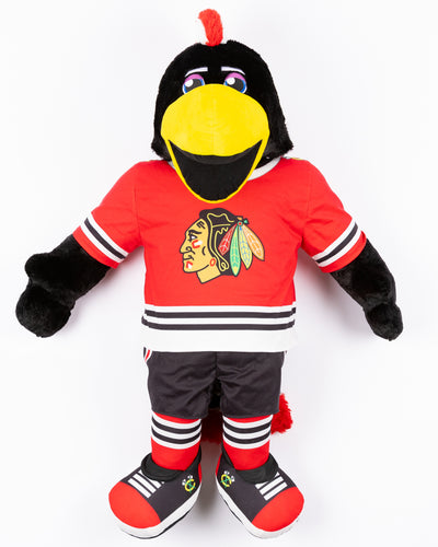 35 inch Chicago Blackhawks mascot Tommy Hawk plush - front lay flat
