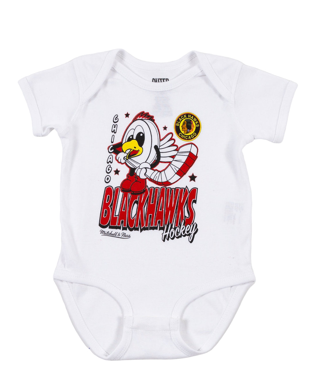 Newborn Mitchell Ness Chicago Blackhawks Little Hockey Boy Onesie