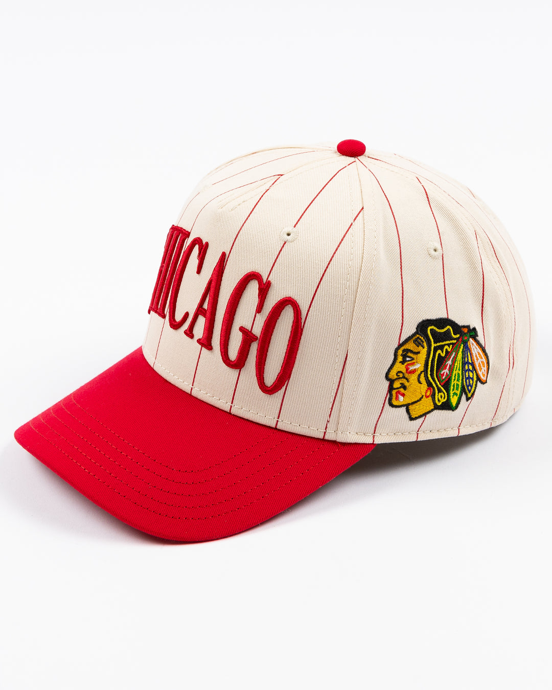 Chicago Blackhawks x Alice & Wonder Pinstripe Roscoe Snapback Cap