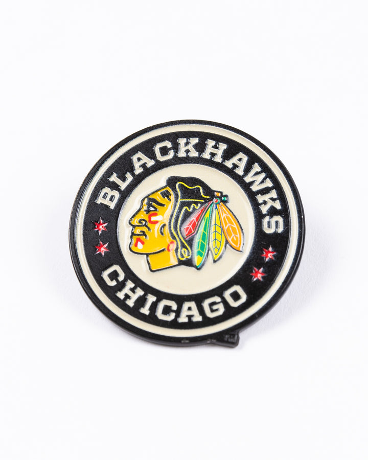 aminco Chicago Blackhawks Winter Classic logo pin - front lay flat