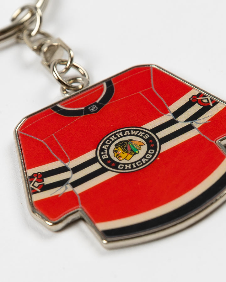 Chicago Blackhawks keychain of 2024-25 Winter Classic jersey - front detail lay flat