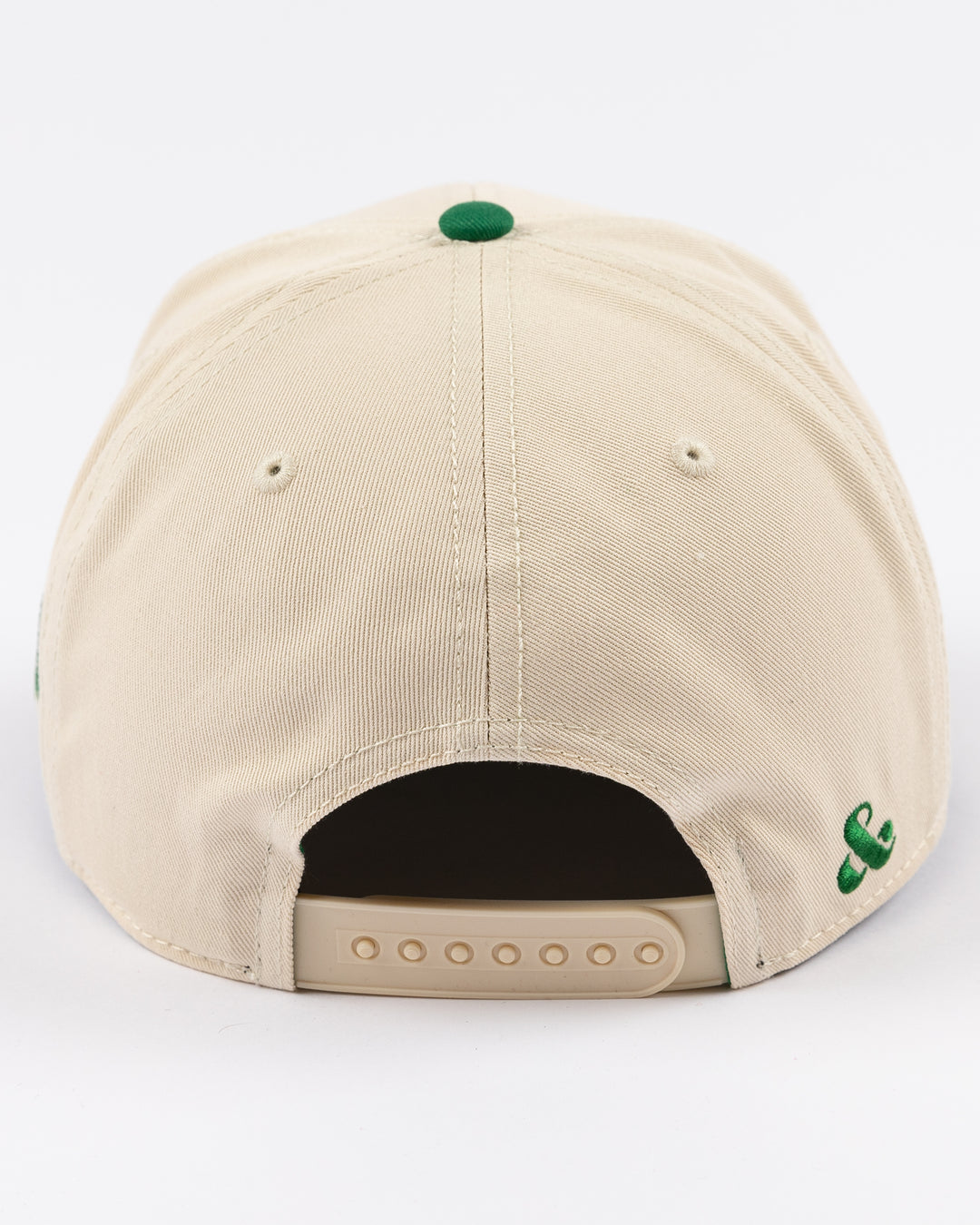 cream and green Alice & Wonder hat with Chicago wordmark on front and Chicago Blackhawks primary logo on left side - back lay flat