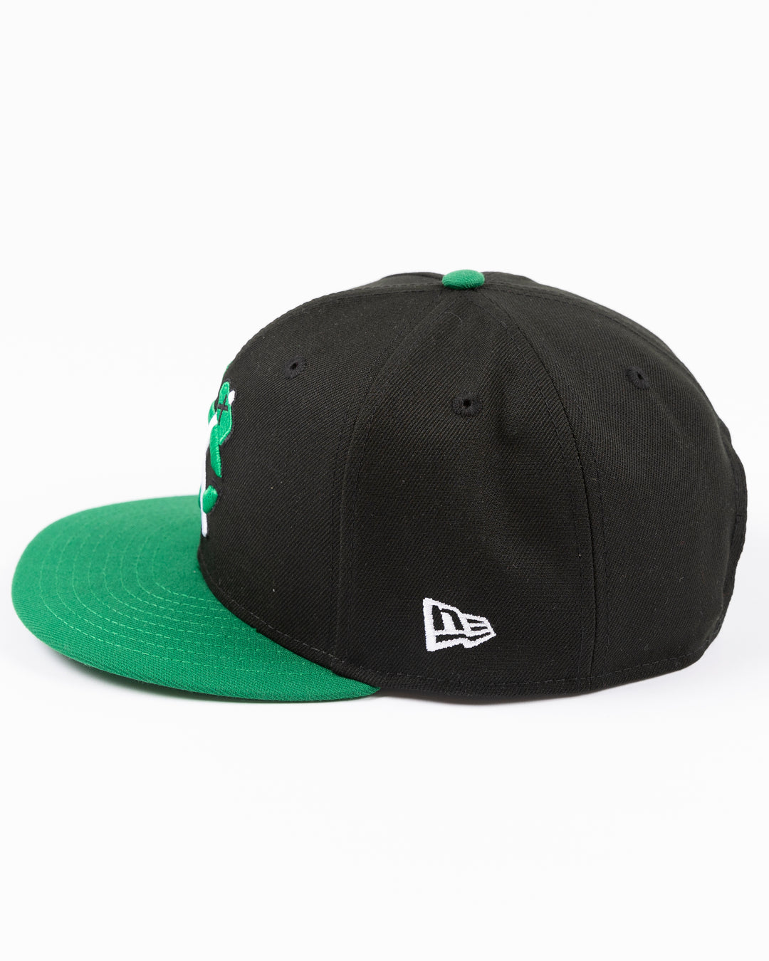 black and green two tone New Era 9FIFTY snapback with tonal Chicago Blackhawks secondary logo embroidered on front - left side lay flat