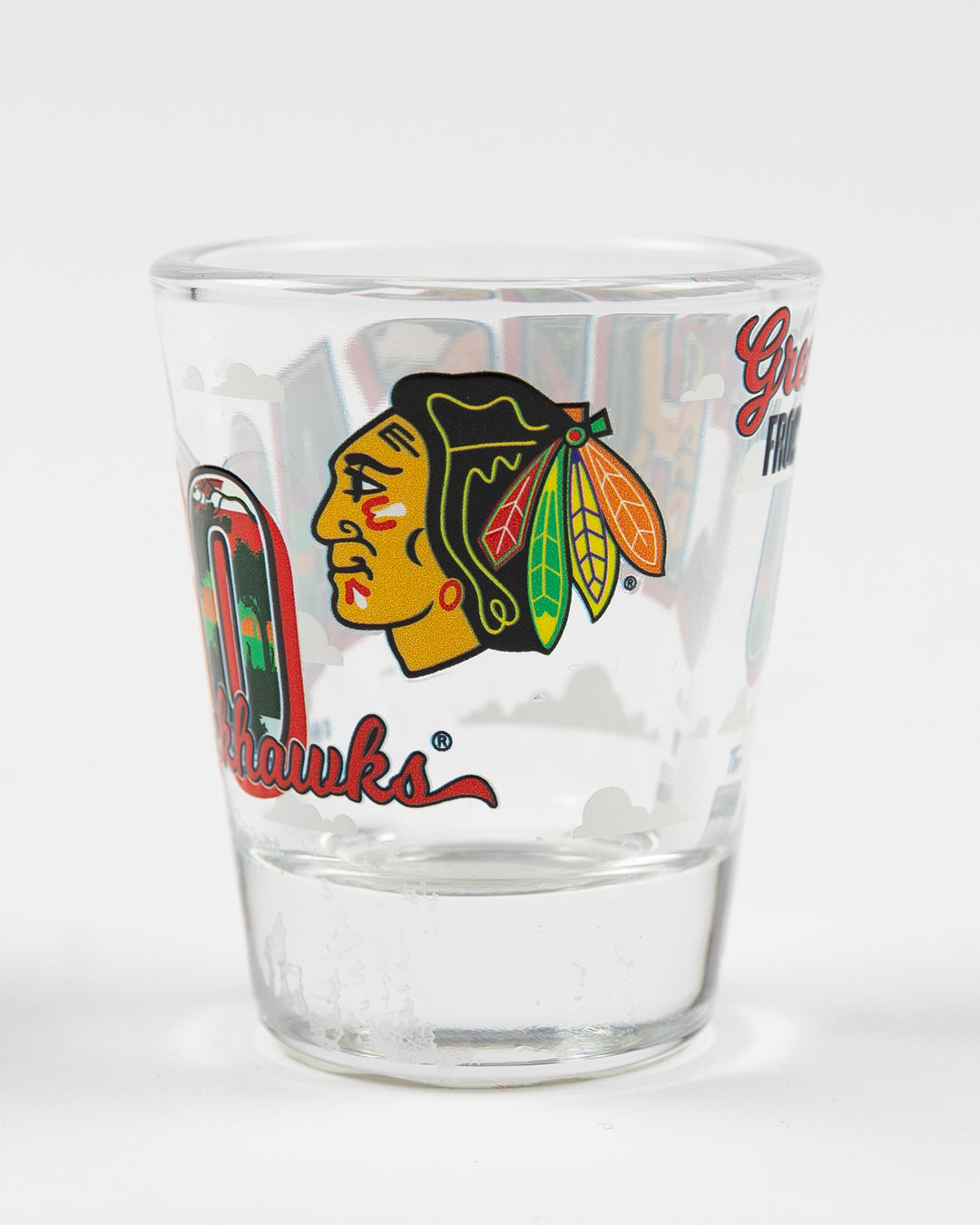 shot list with Chicago wordmark and Chicago Blackhawks primary logo - alt angle lay flat