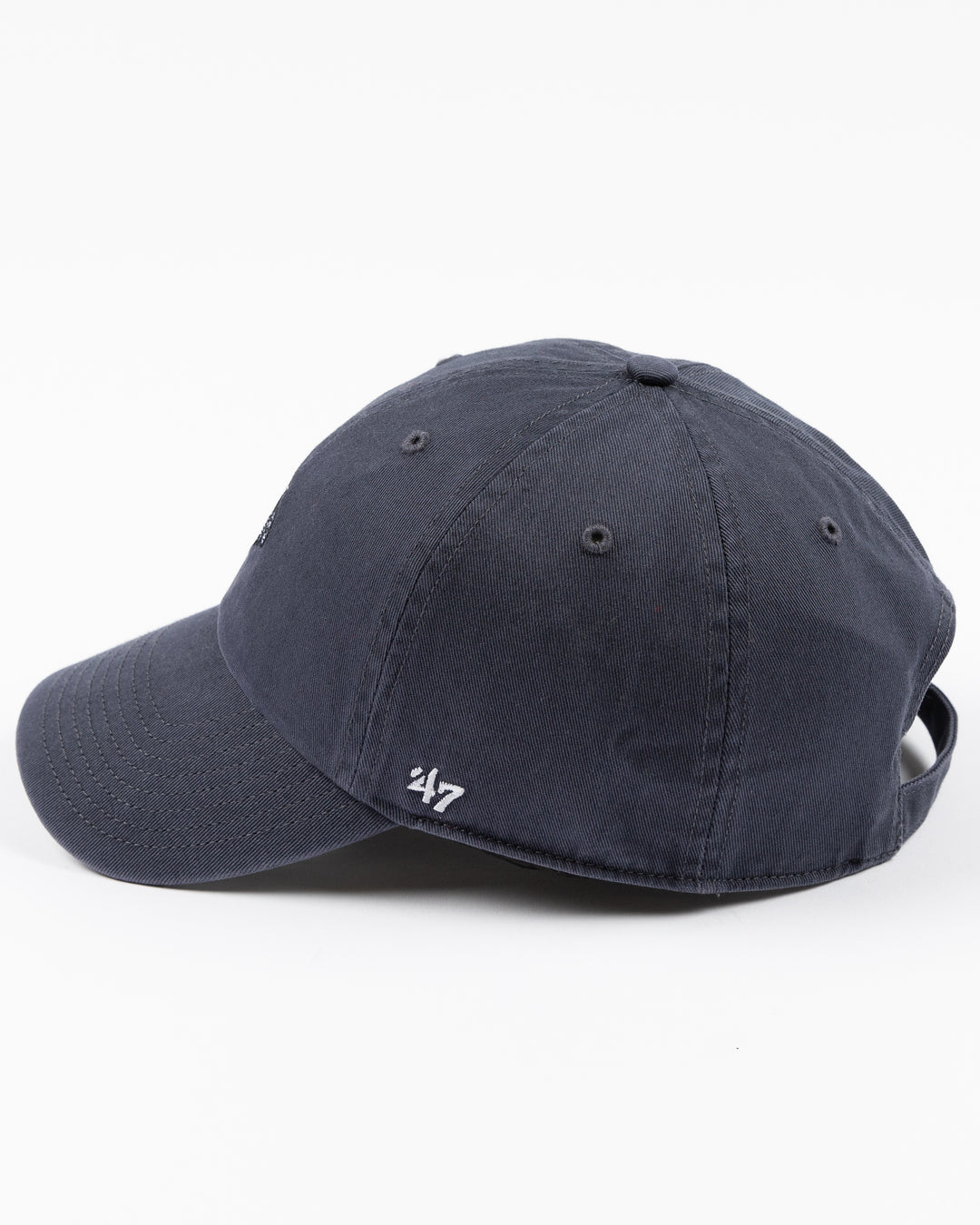 navy '47 brand clean up cap with mini tonal Chicago Blackhawks primary logo embroidered on front - left side lay flat