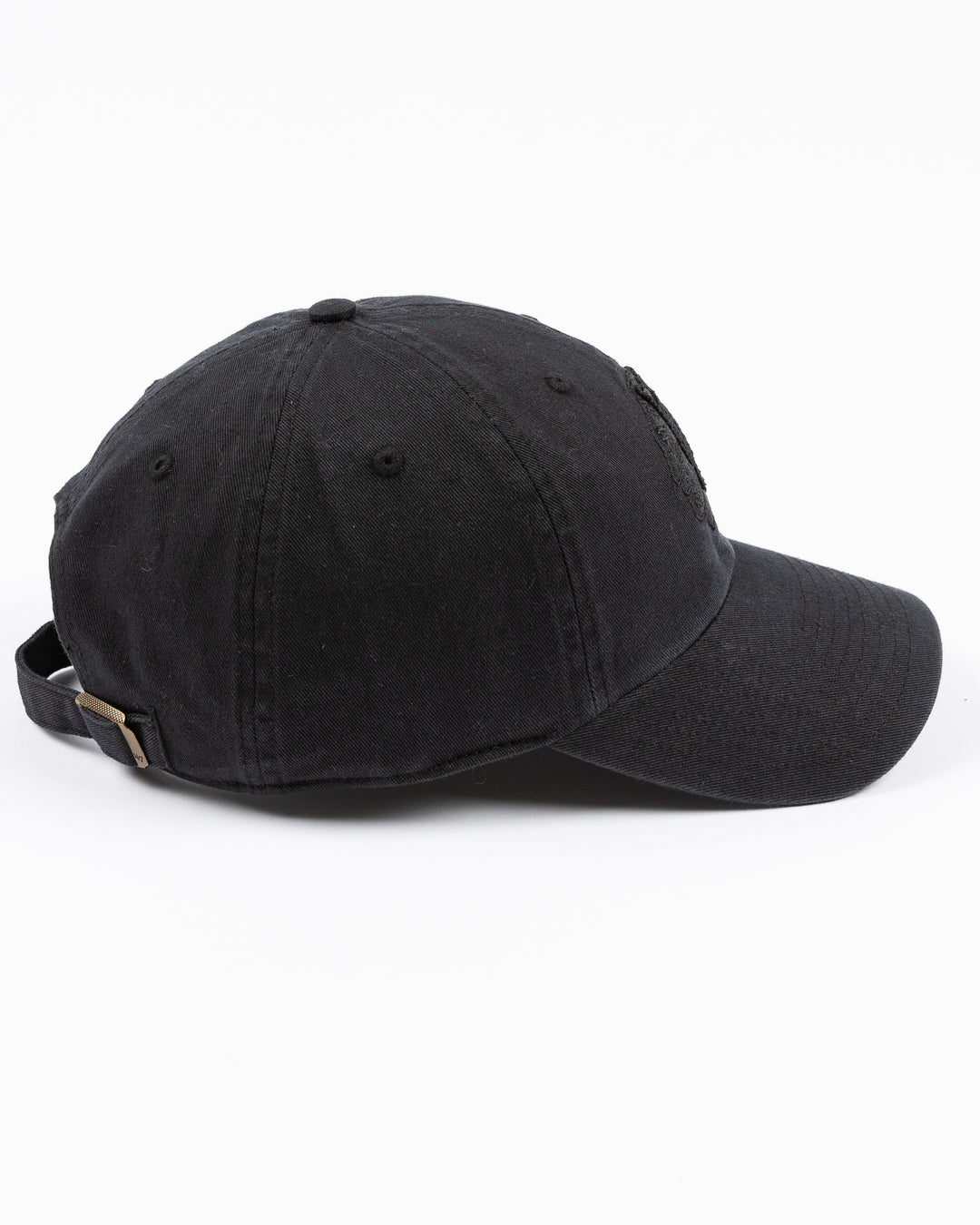 '47 brand adjustable black cap with tonal black Chicago Blackhawks primary logo embroidered on front - right side lay flat