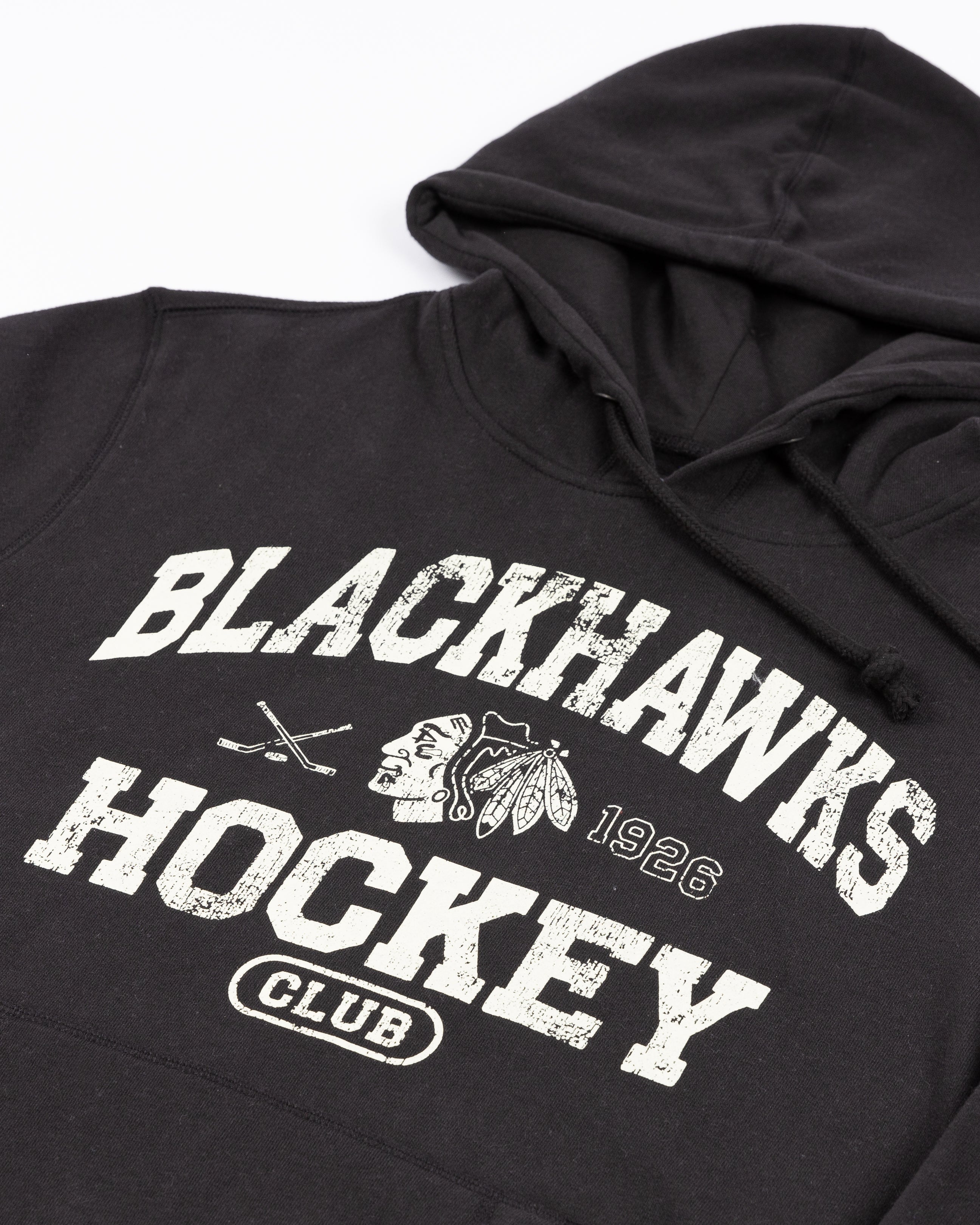 47 Brand NHL Chicago BlackHawks Black Pullover Hoodie outlet Sweater Mens Size M NEW