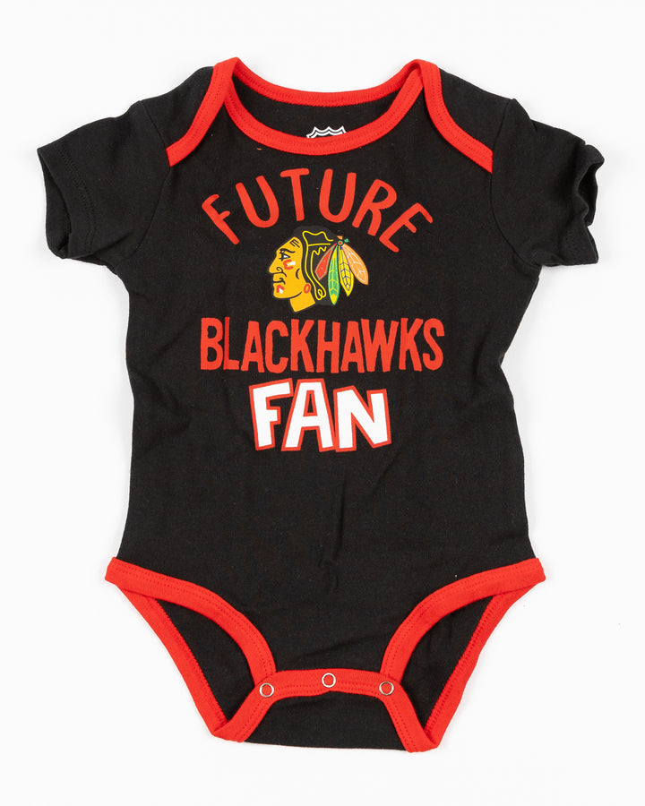 Newborn Chicago Blackhawks 2 Pack Creeper & Milestone Blanket Set