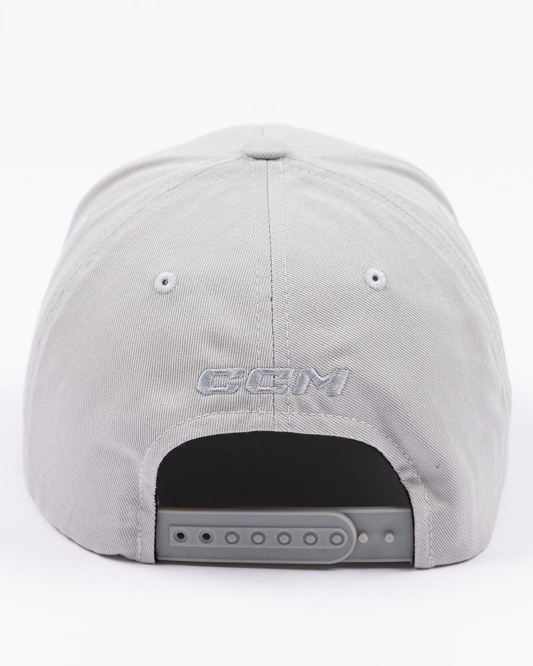 grey CCM adjustable hat with tonal Chicago Blackhawks Hockey Club wordmark on front - back lay flat