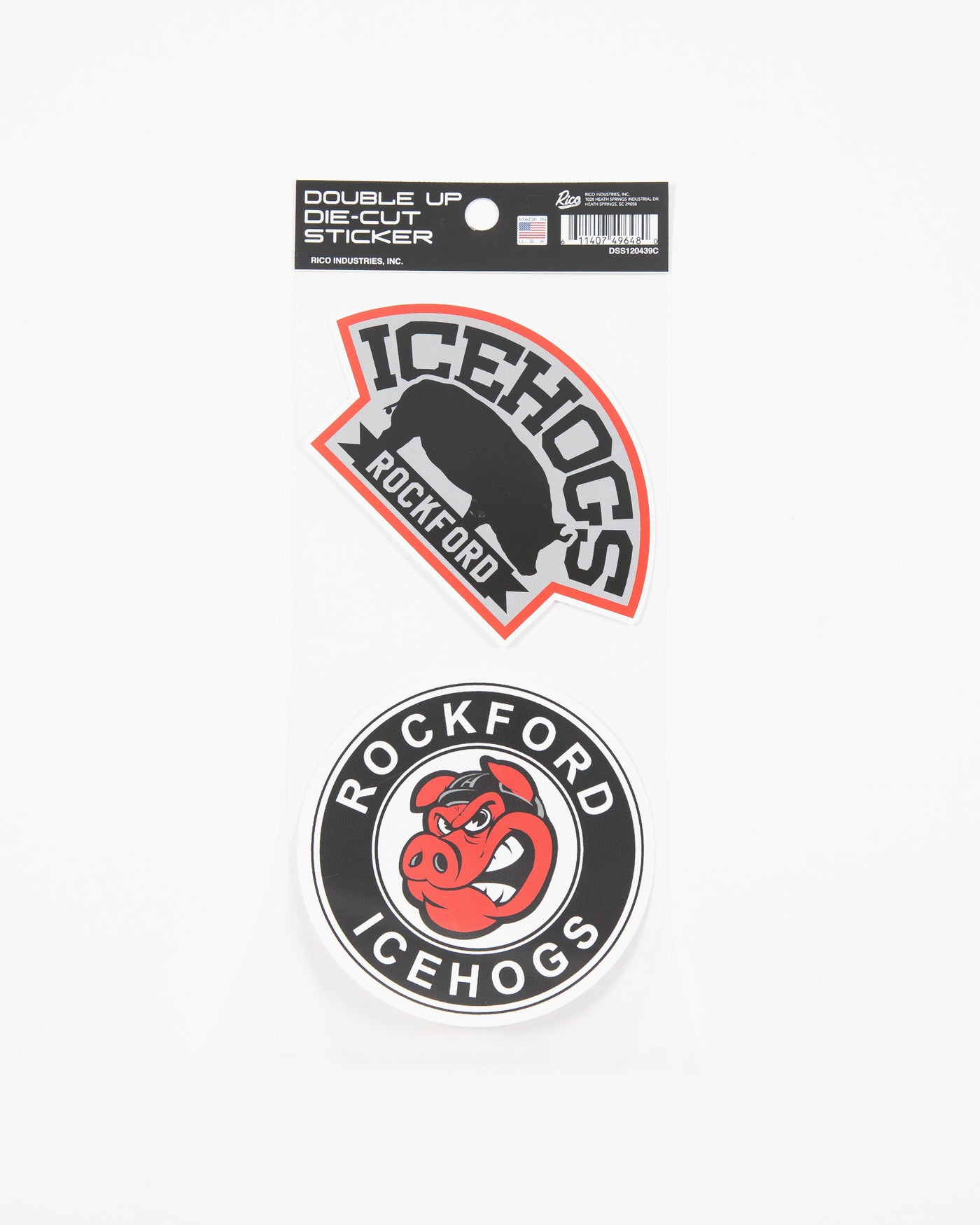 Rockford IceHogs double up die-cut stickers - front lay flat