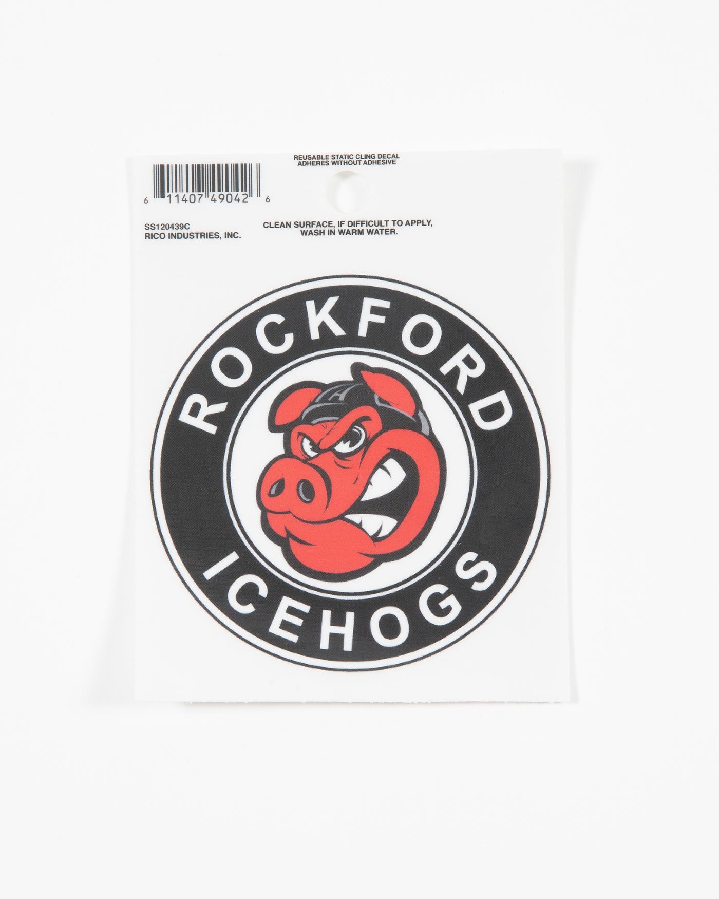Black Rockford IceHogs decal with Hammy and classic logo - front lay flat