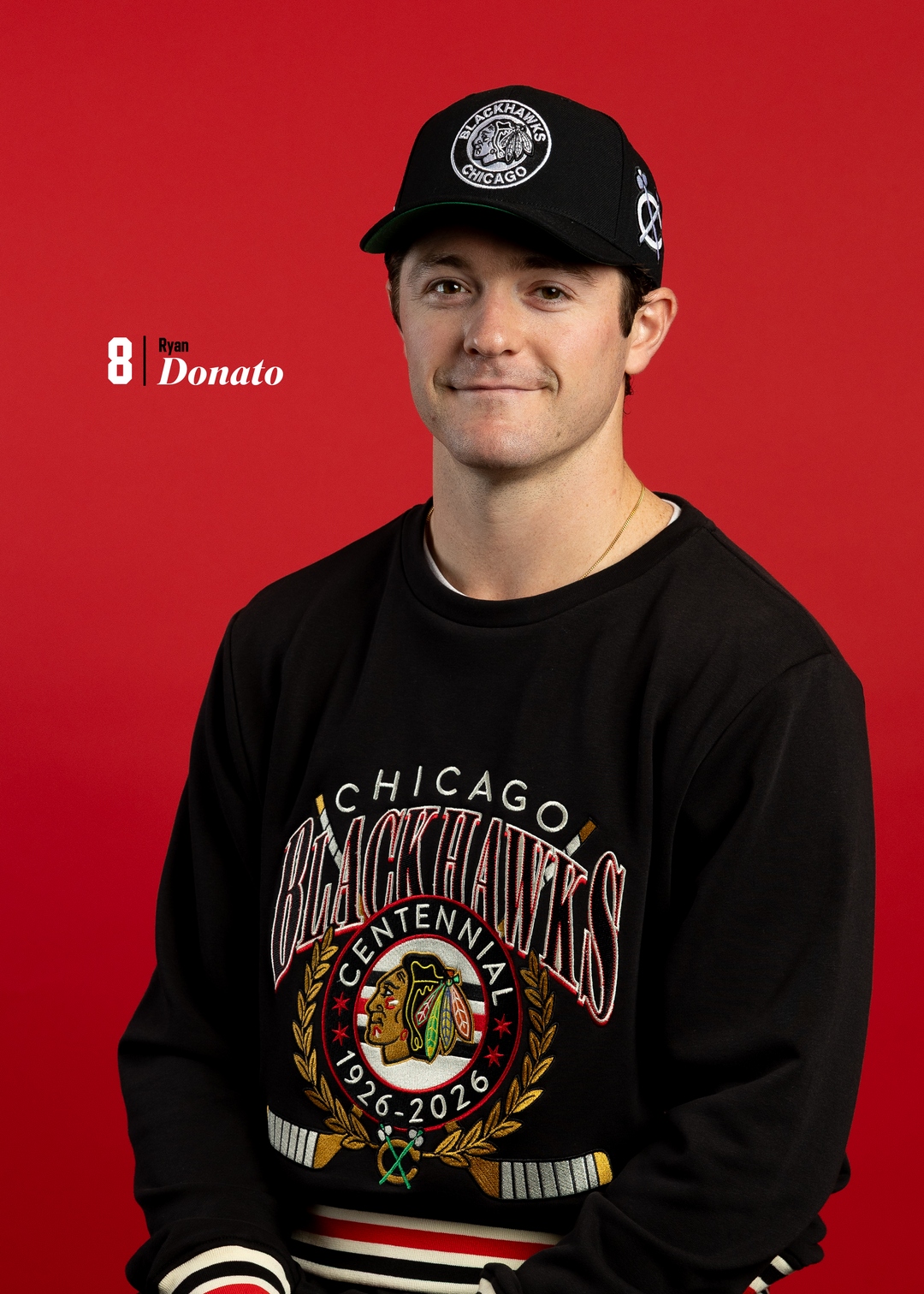 American Needle Chicago Blackhawks Centennial French Terry Rib Cuff Crewneck