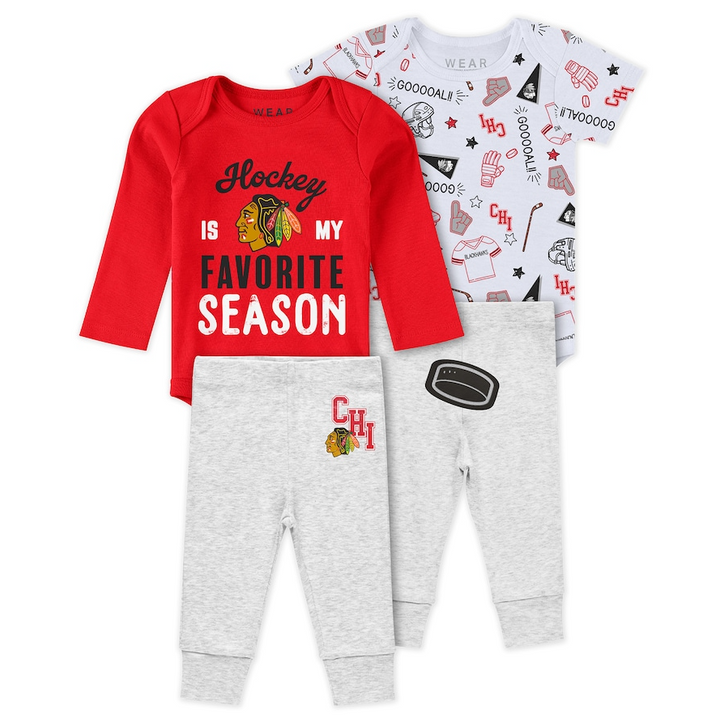 WEAR Infant Chicago Blackhawks 3 Piece Turn Me Around Creeper Set