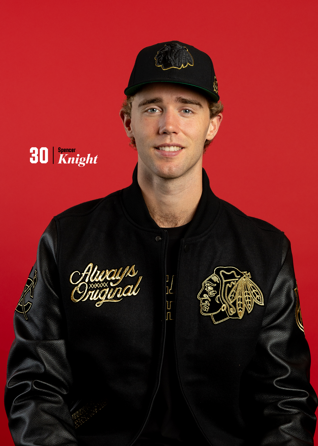 Pro Standard Chicago Blackhawks Centennial Black & Gold Wool Varsity Jacket