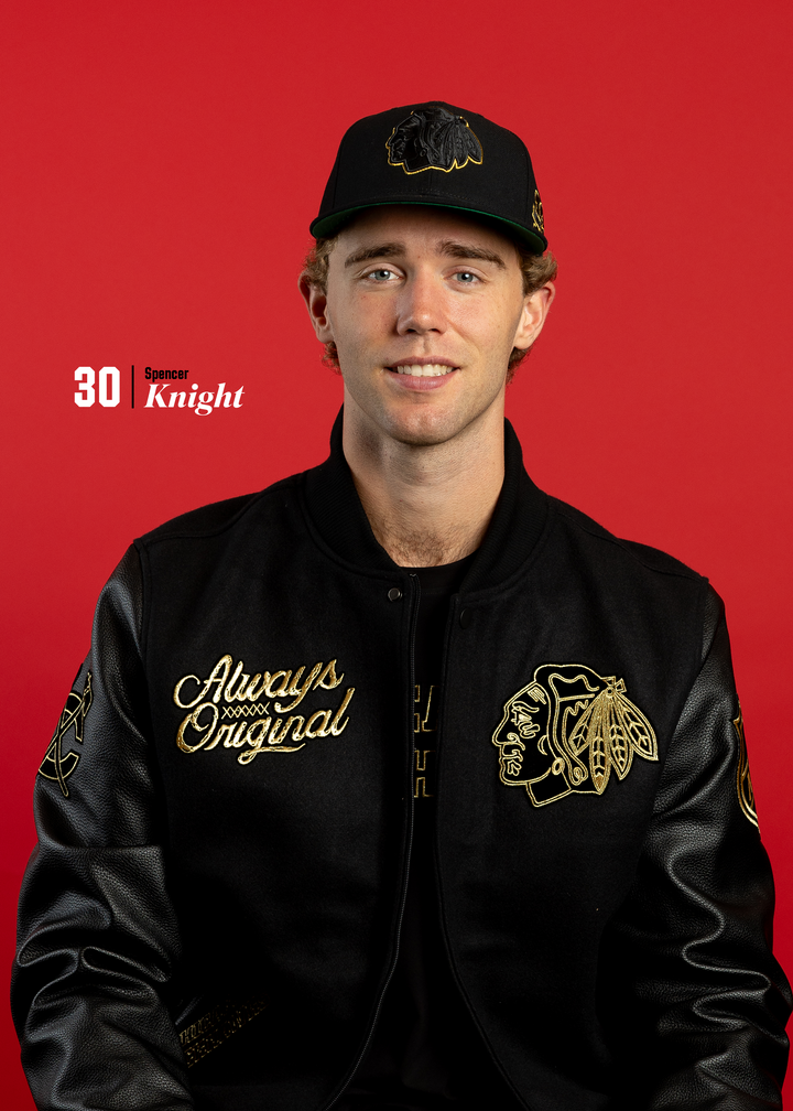 Pro Standard Chicago Blackhawks Centennial Black & Gold Wool Varsity Jacket