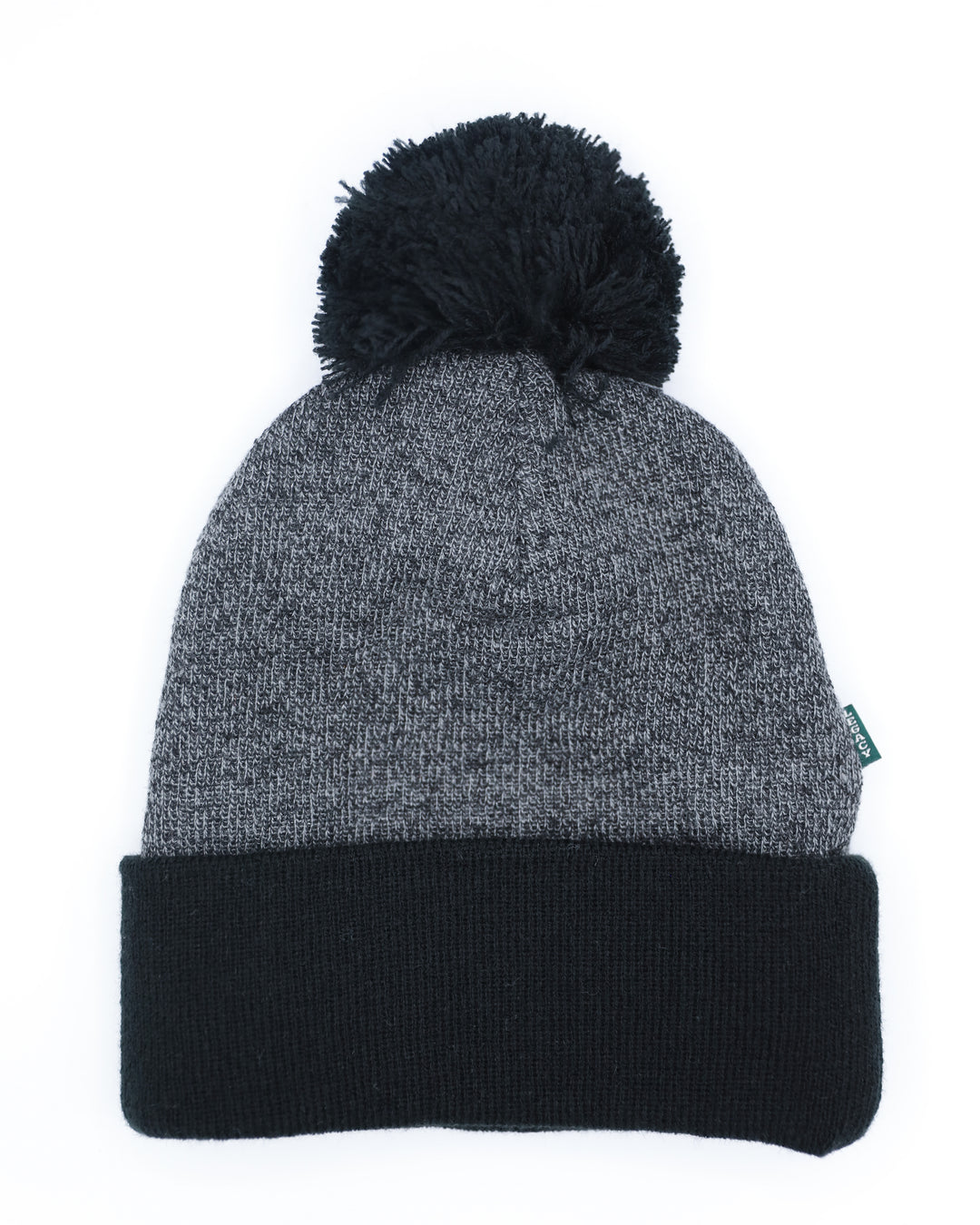 black Chicago Steel marled Legacy knit beanie with black cuff and black pom - back lay flat