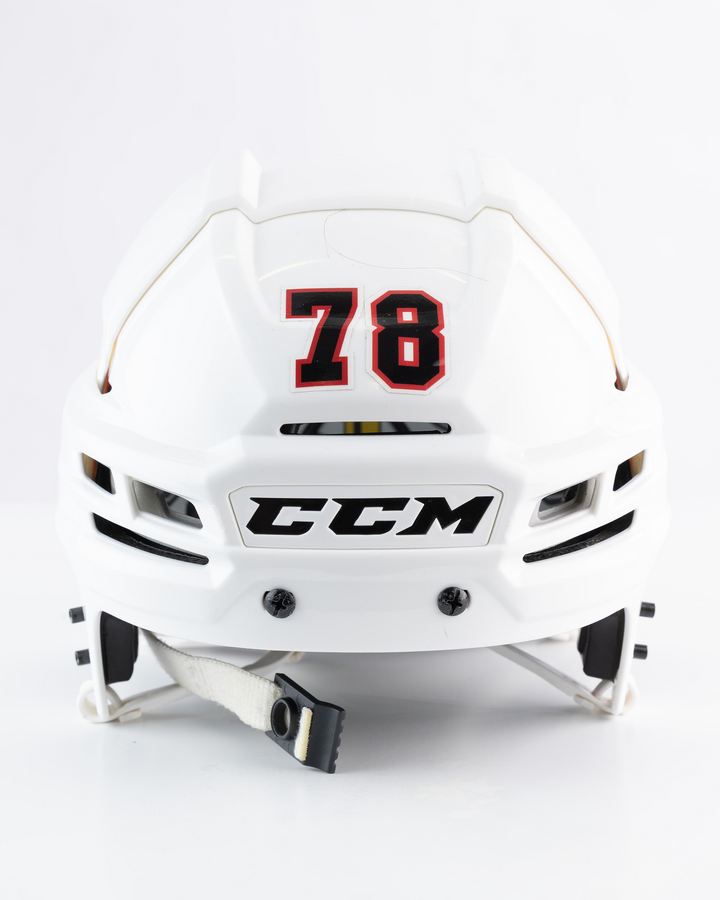 TJ Brodie Game-Used White Helmet 21689