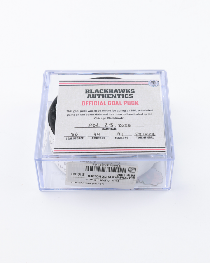 Teuvo Teravainen Game-Used Goal Puck 11/28/2025 21958