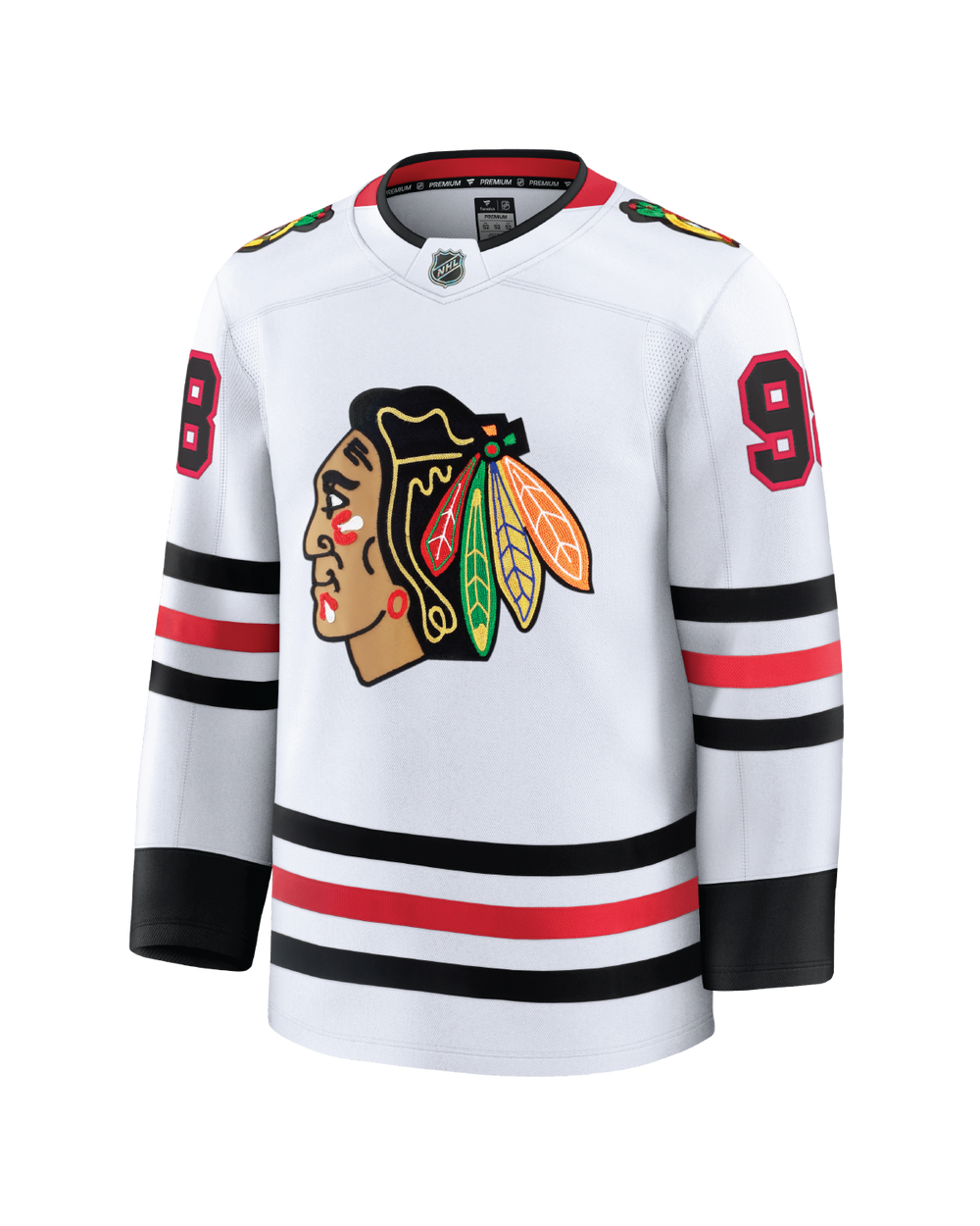 fanatics white Connor Bedard Chicago Blackhawks away jersey - front ghost imagery