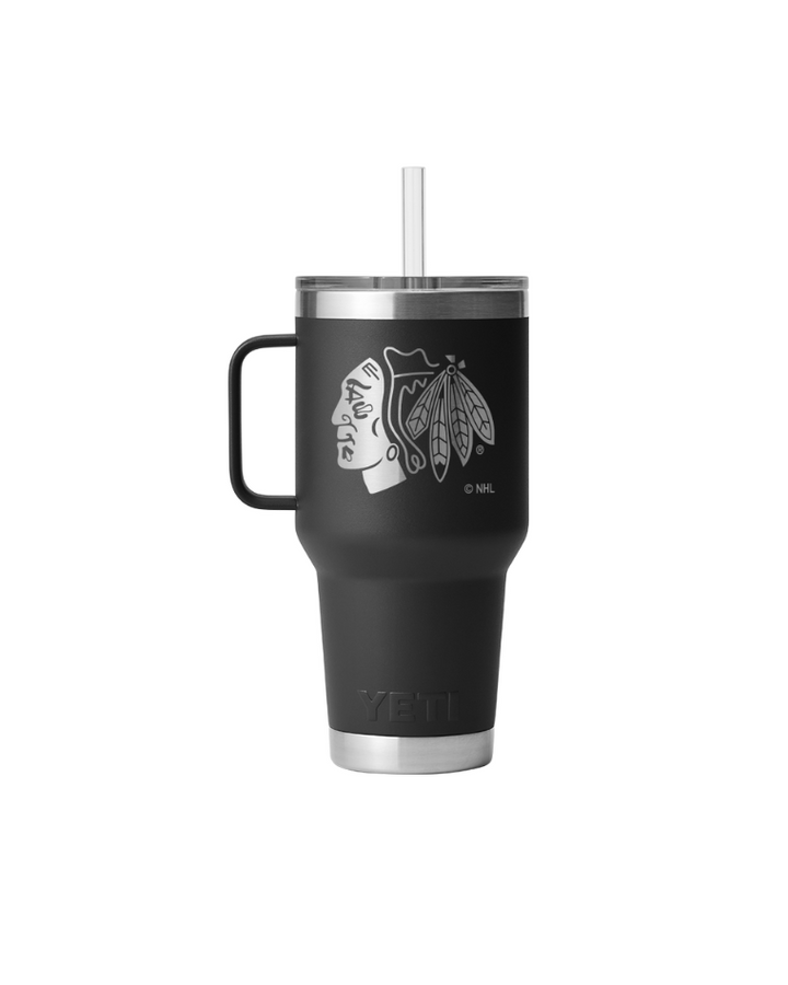 YETI Chicago Blackhawks 35 oz Black Rambler Straw Mug