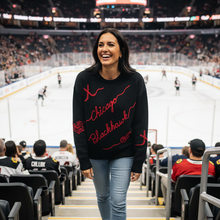 Kadyluxe Chicago Blackhawks Women's Love Letter Sweater