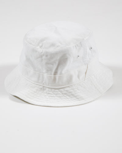white '47 brand bucket hat with Chicago Blackhawks primary logo embroidered on front - back lay flat