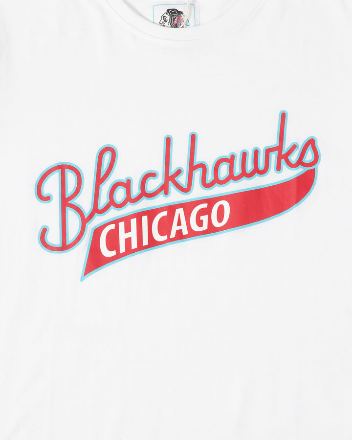 Four Stars Chicago Blackhawks Collegiate Script Short Sleeve