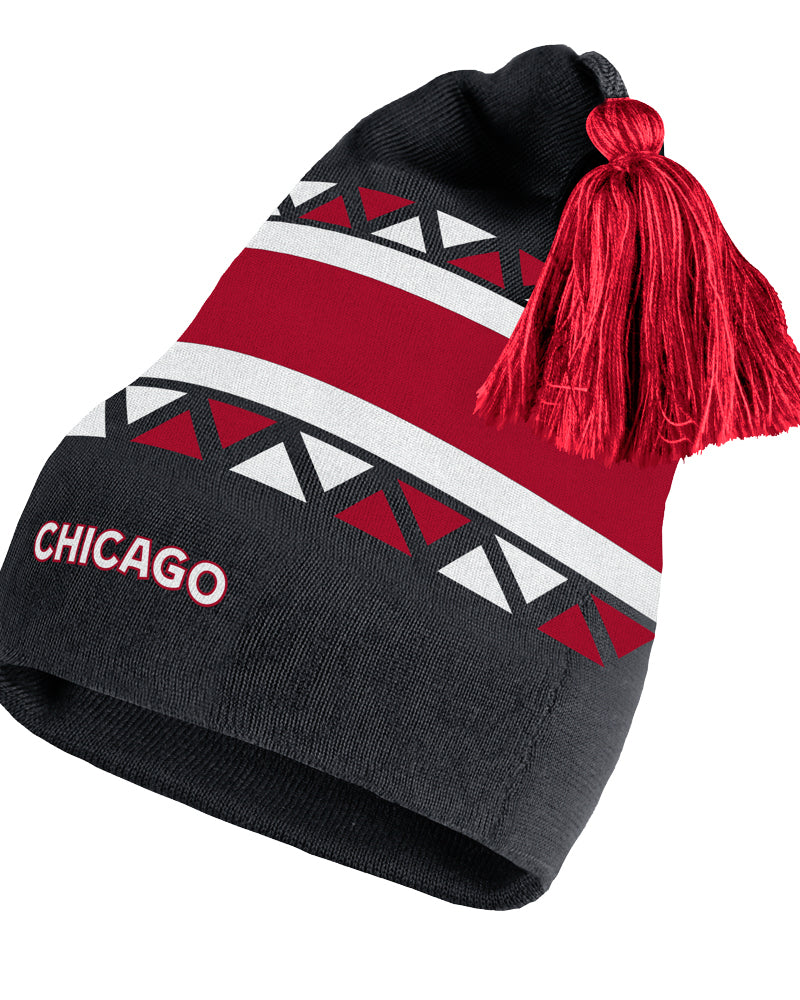 Adidas Chicago Blackhawks 2022 Reverse Retro Tassel Beanie