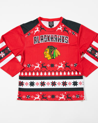 NHL Chicago Blackhawks Team Wordmark Heather Red Long Sleeve Shirt