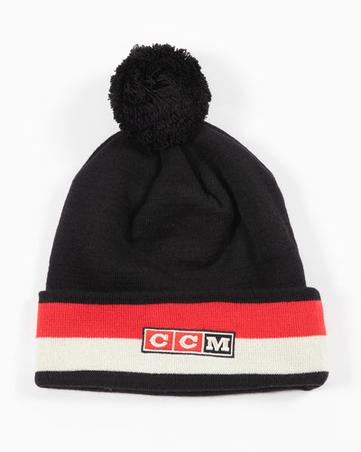 CCM Chicago Blackhawks Vintage Striped Cuff Pom Knit