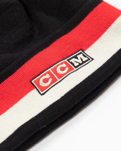 CCM Chicago Blackhawks Vintage Striped Cuff Pom Knit