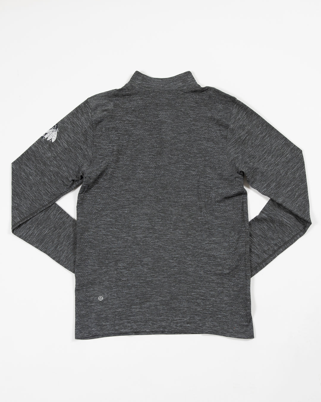 grey lululemon quarter zip with tonal primary logo on left shoulder - back lay flat