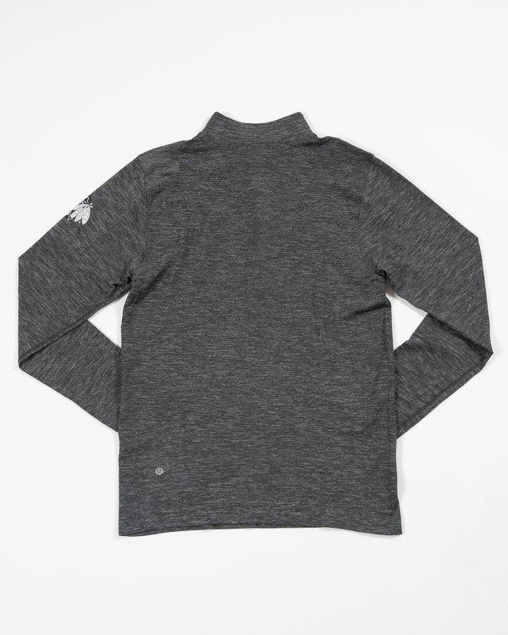 grey lululemon quarter zip with tonal primary logo on left shoulder - back lay flat