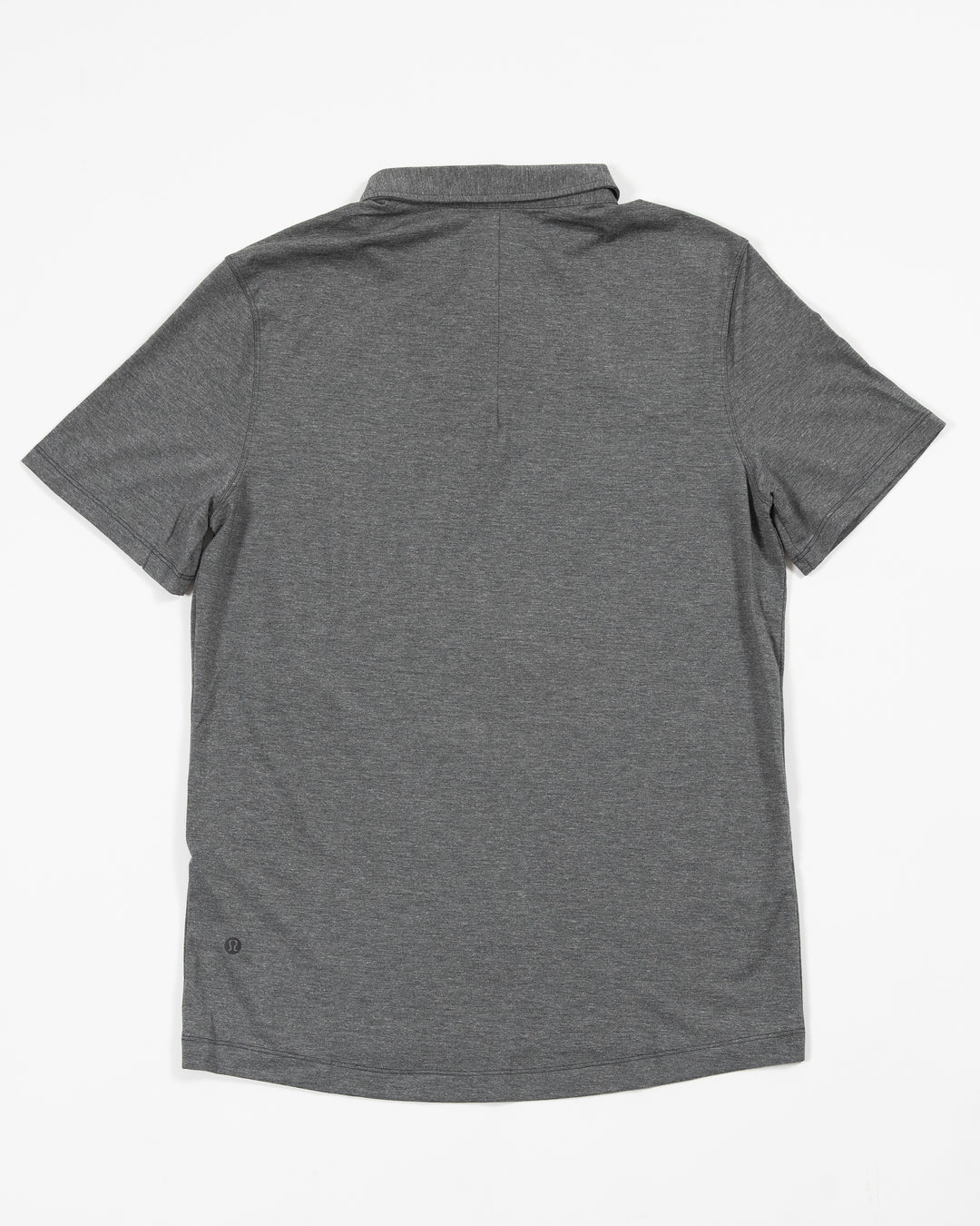 dark grey lululemon button up polo with primary logo on left chest - back lay flat