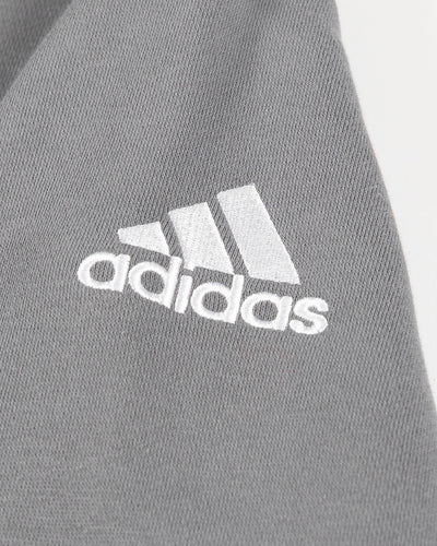 grey adidas crewneck with Chicago Blackhawks tonal graphic across chest - detail logo lay flat