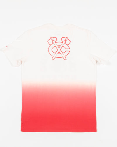 new era ombre tee with Chicago Blackhawks wordmark graphic and primary logo on front - back lay flat