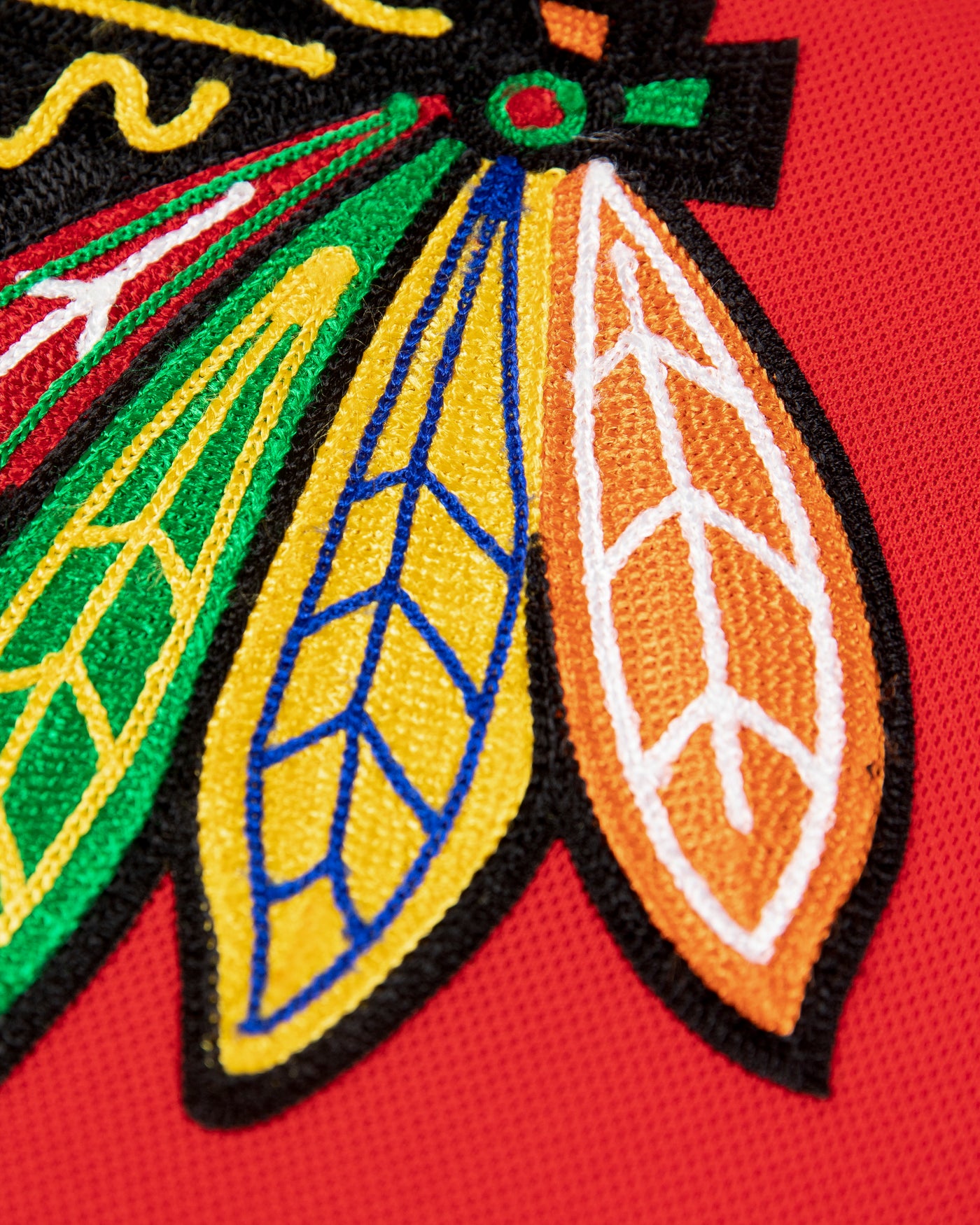 adidas authentic red home Toews 19 Chicago Blackhawks jersey - primary logo detail lay flat