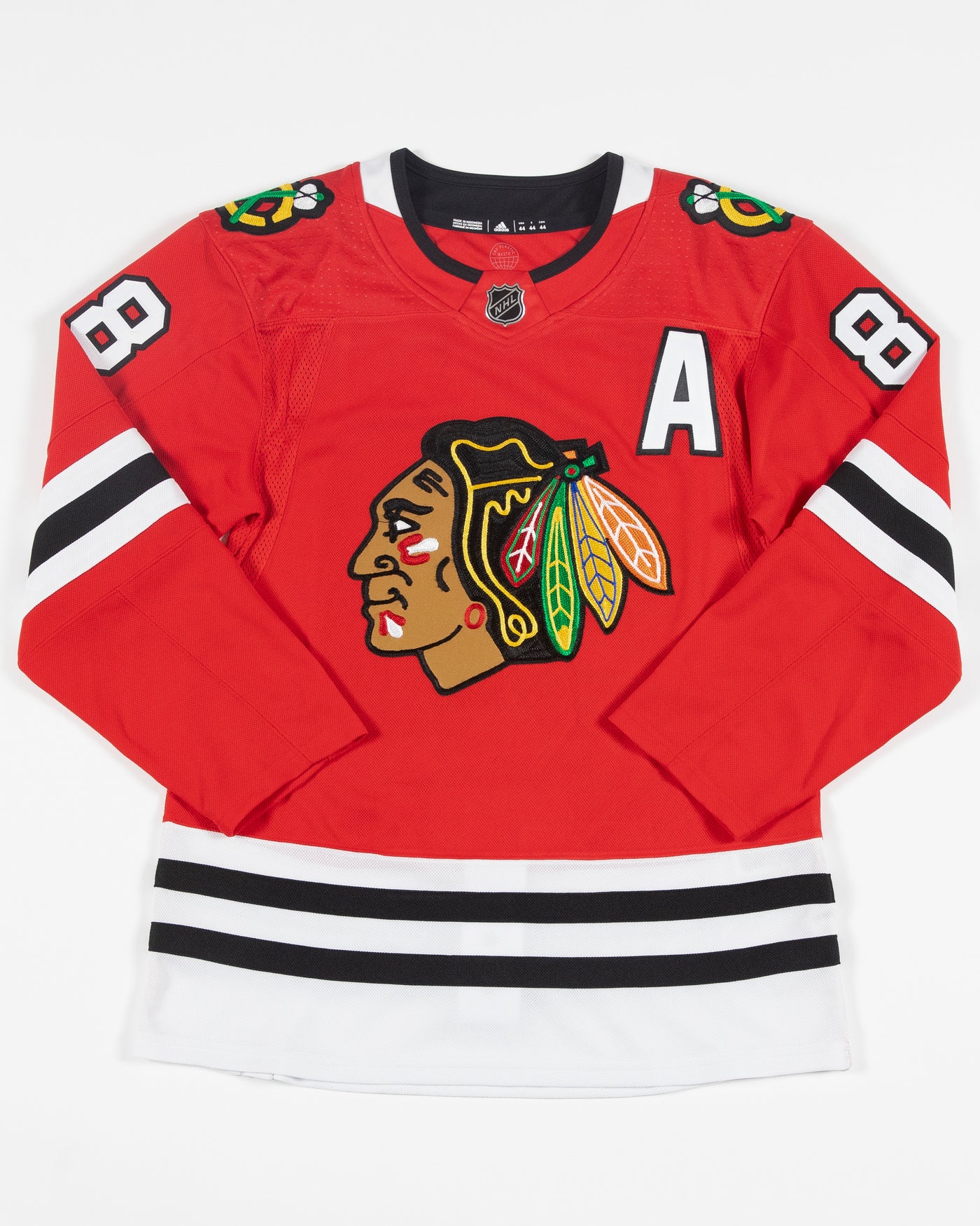 adidas authentic red Kane 88 Chicago Blackhawks home jersey - front lay flat