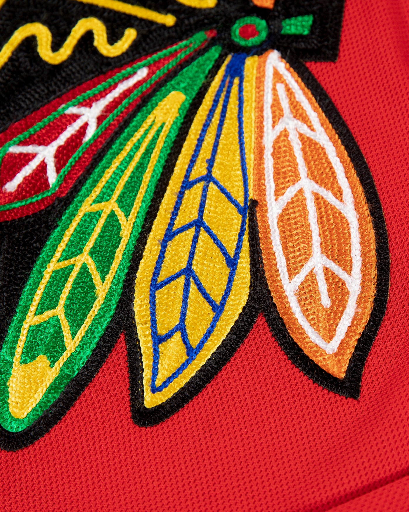adidas authentic red Kane 88 Chicago Blackhawks home jersey - detail primary logo lay flat