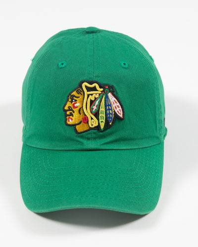 green '47 clean up adjustable cap with Chicago Blackhawks full color primary logo embroidered on front - front lay flat