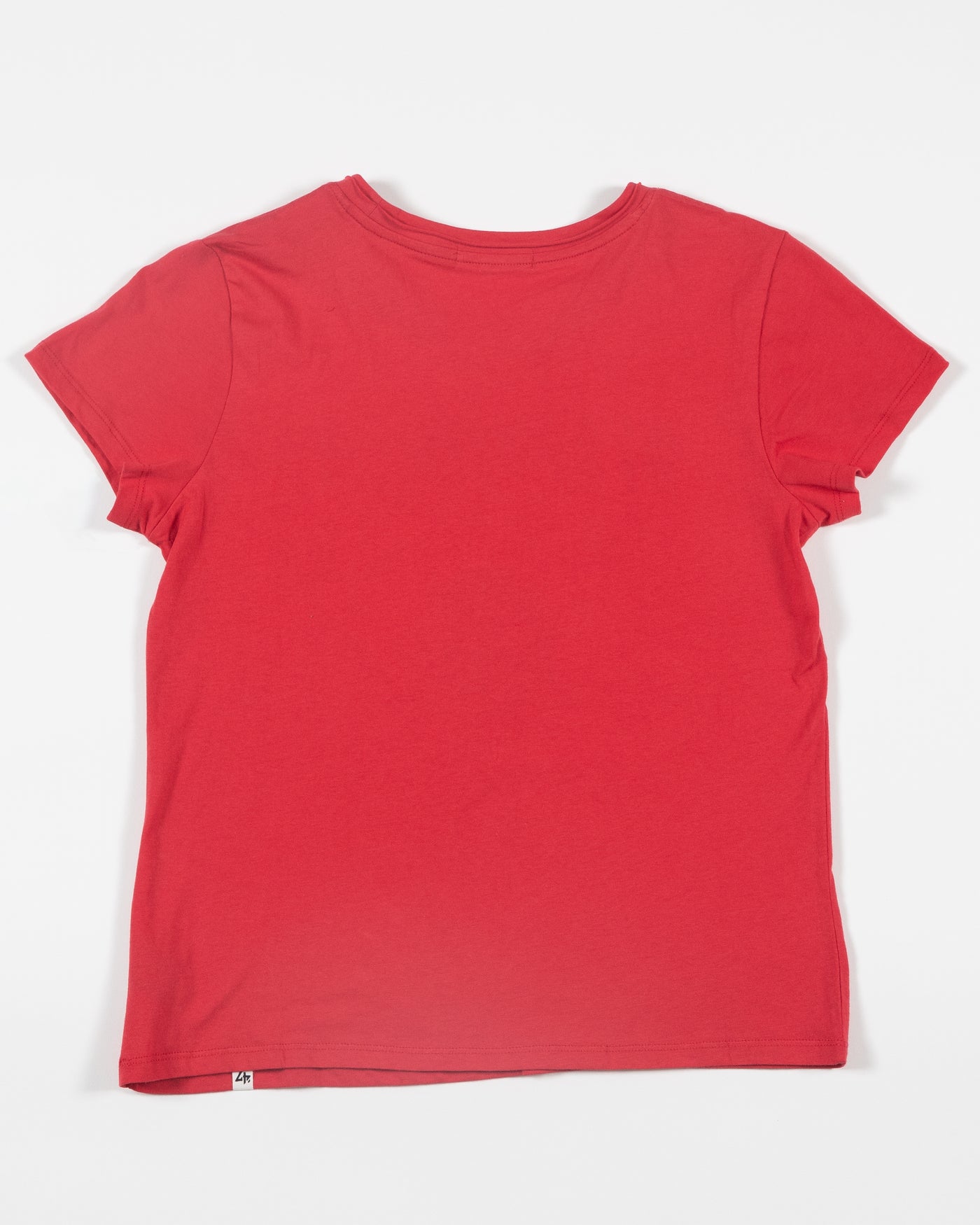 red '47 brand women's tee with Chicago Blackhawks primary logo and word mark on front - back lay flat
