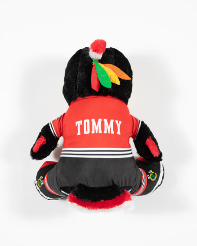 Team Beans Tommy Hawk plush with hidden scarf - back view