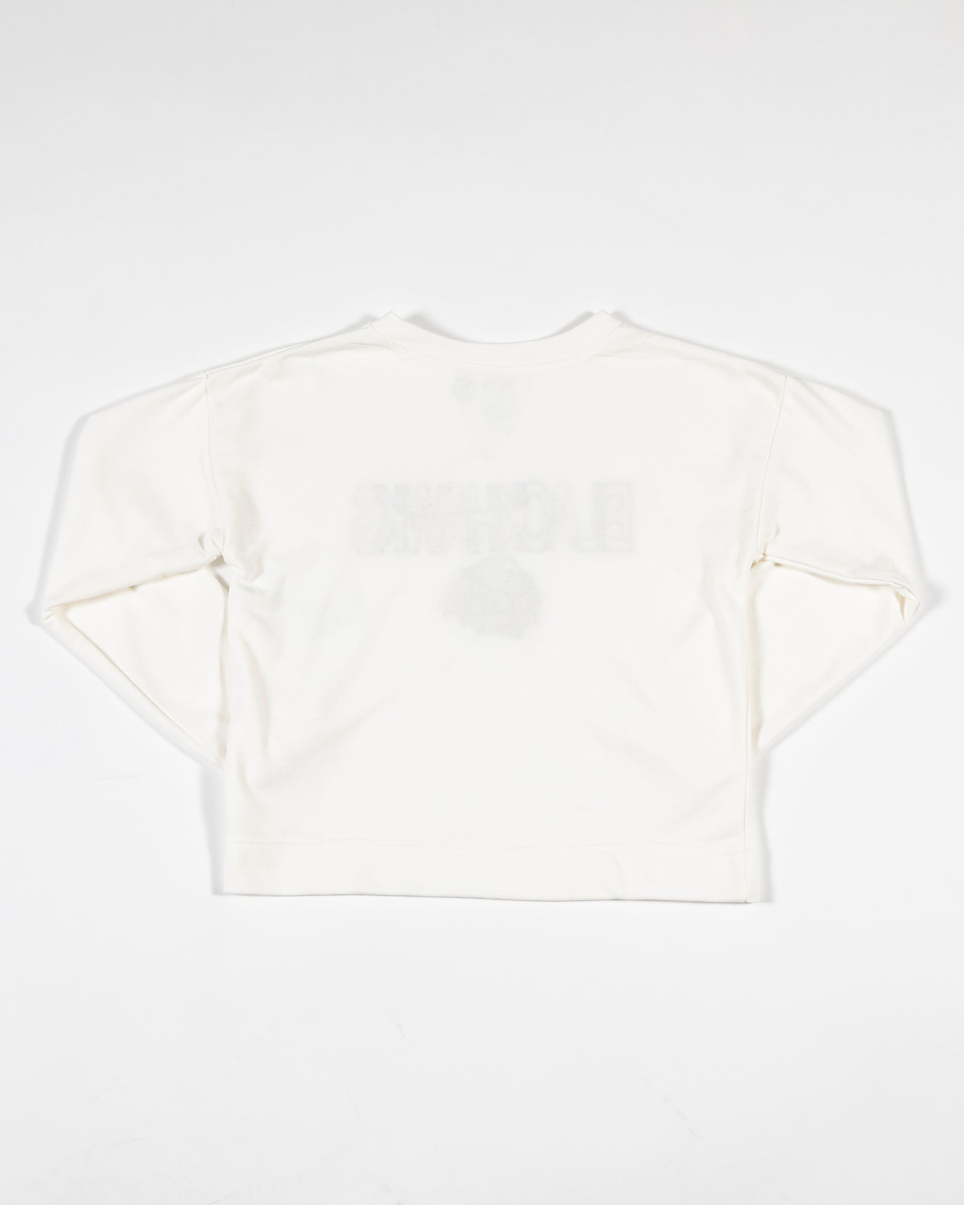 white Concept Sports split neckline sweatshirt with embroidered Chicago Blackhawks wordmark and primary logo - back lay flat