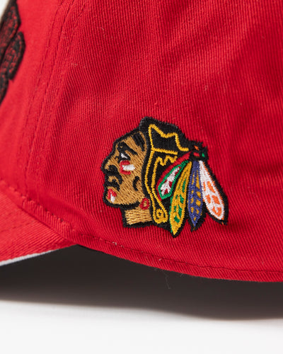 red Outerstuff Chicago Blackhawks adjustable youth cap - detail lay flat
