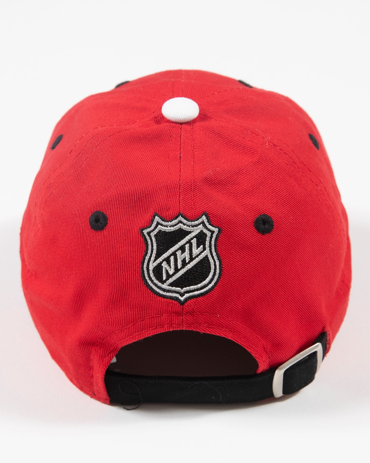 red Outerstuff Chicago Blackhawks adjustable youth cap - back lay flat