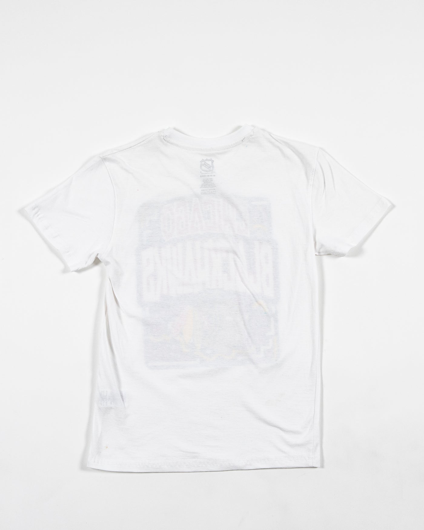 Outerstuff youth tee with Chicago Blackhawks graphic primary logo and wordmark - back lay flat