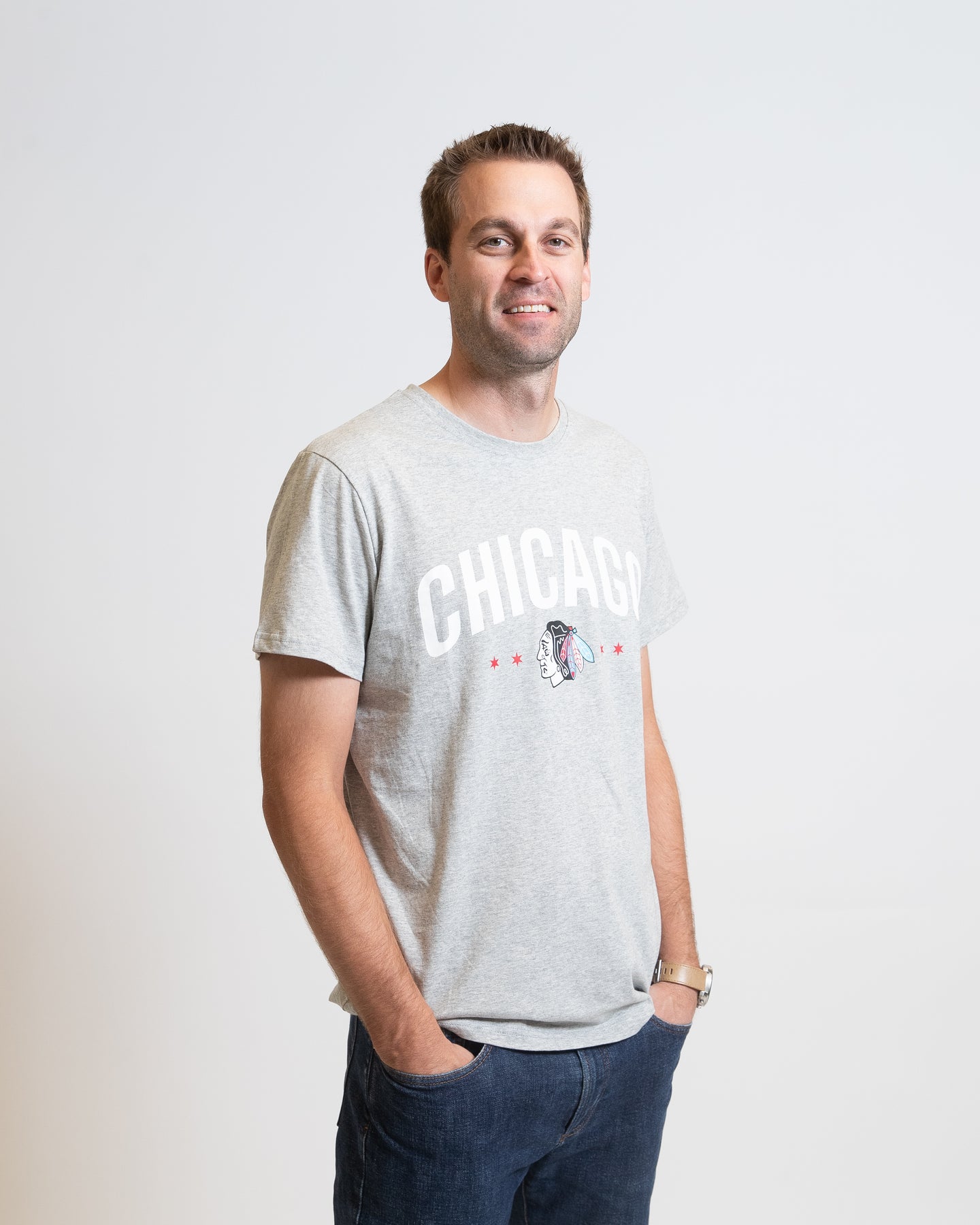 Four Stars Chicago Blackhawks Colorblock Tee